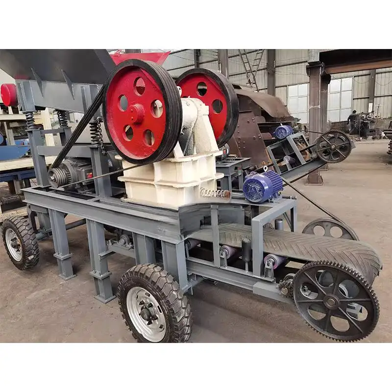Mobile Jaw Crusher PE 750 1060 with Motor Gear Feeder Conveyor for Small Stone Loratory