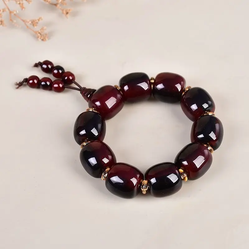 Authentic Yak Horn Buddhist Beads Bracelet from the Region for Middle-Aged Men and Women, Tibetan Style with Blo