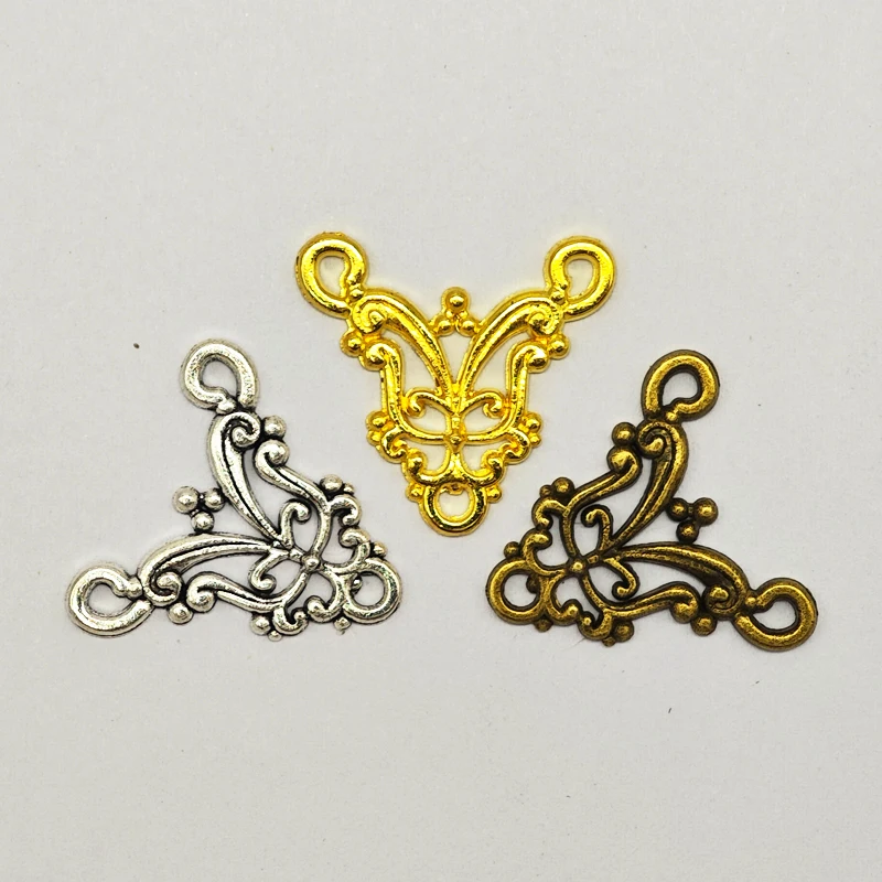 GraceAngie 15pcs Antique 3 Color Mix Sale Three Holes Connectors Handmade DIY Vintage Fine Jewelry Necklace Earring Findings