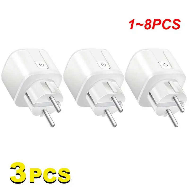 

1~8PCS Wireless Remote Socket Fireproof Fire Retardant With Power Monitor Voice Control 16a Smart Life Wifi Outlet Timer Diy