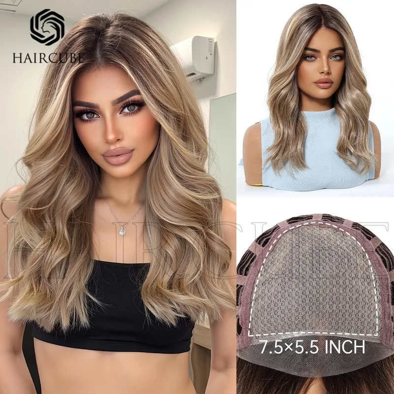 Frontal lace wig for women long curly hair full headpiece realistic voluminous wavy with a center part
