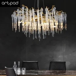 Artpad Chandelier Crystal Dining Room Nordic Column Crystal Chandelier Lighting for Living Room Home Decoraction Lustre