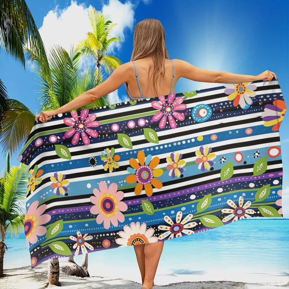 Polyester Beach Towel - Versatile Towel for Swimming, Fitness, Camping, Yoga, Travel and Beach Activities