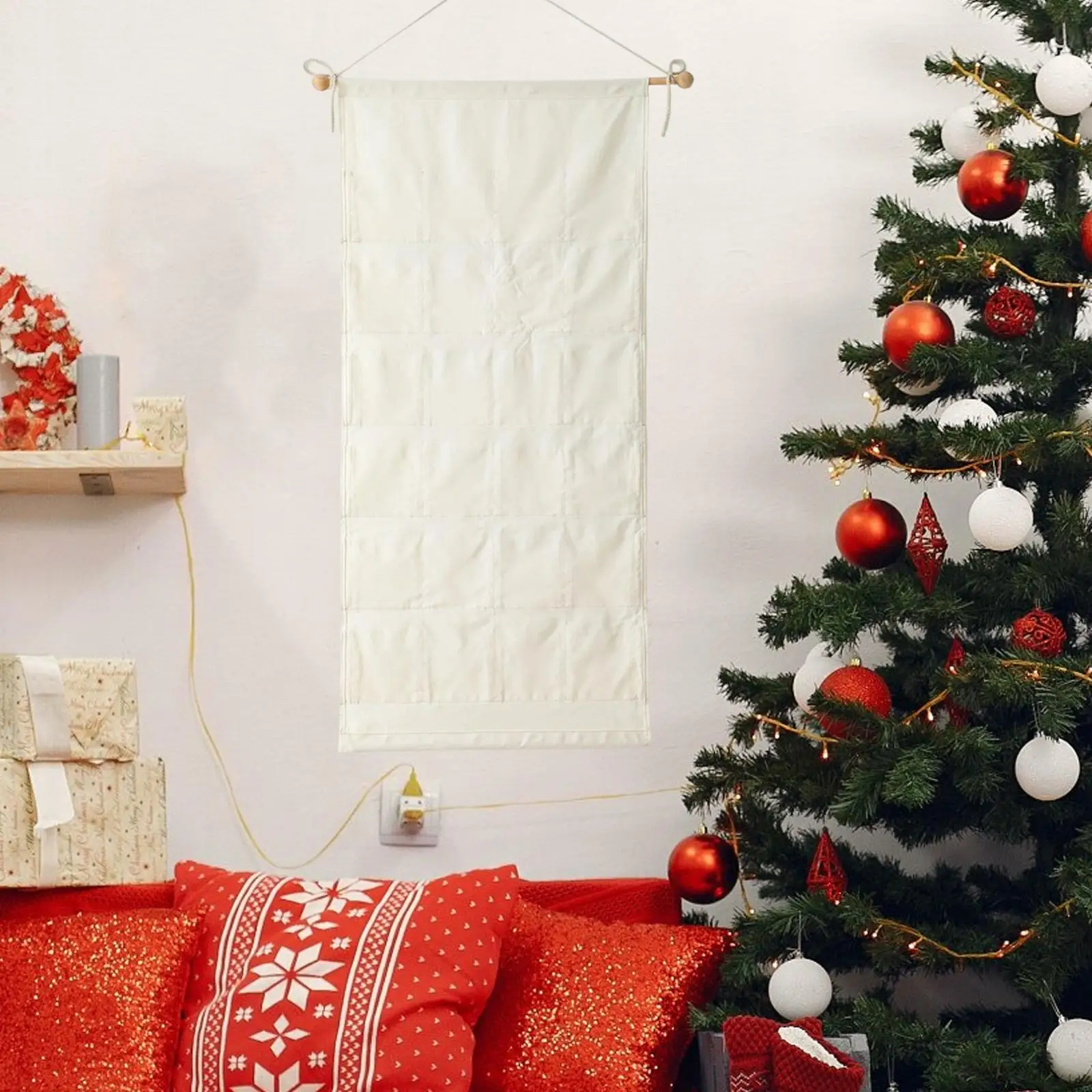 تقويم القدوم 2026 24 جيوب ملء حقيبة تخزين معلقة مزخرفة إبداعية خاصة بك لوحة صور لباب الحائط المنزلي