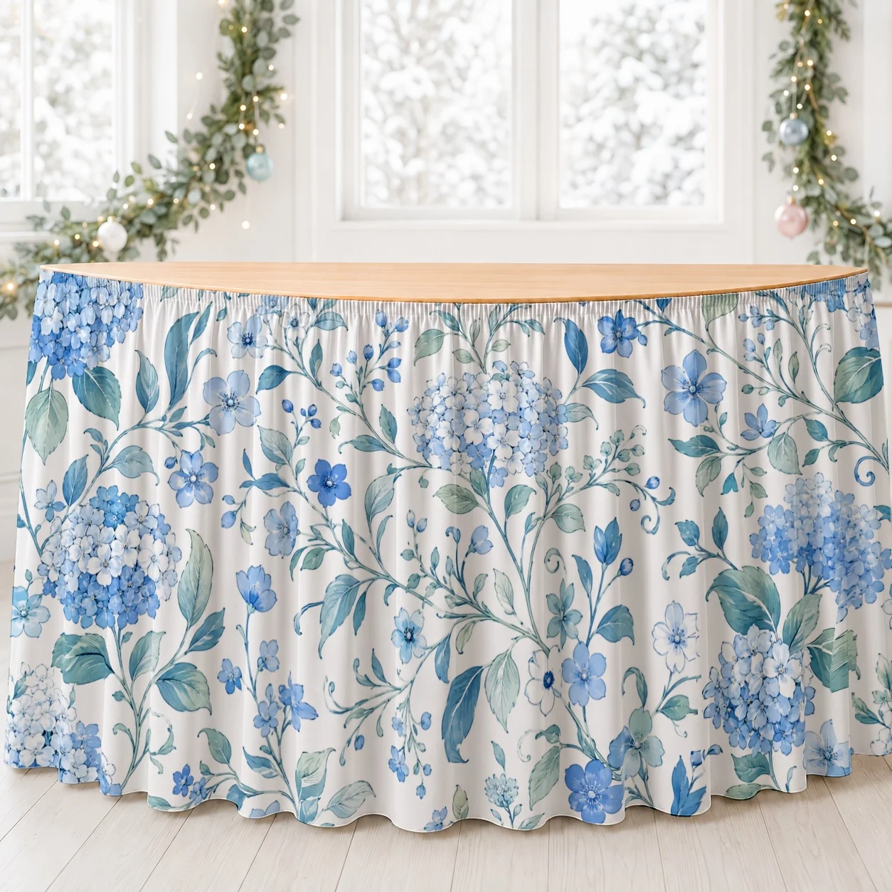 Tablecloth: Fresh, blue, floral, watercolor style, wedding, afternoon tea, garden