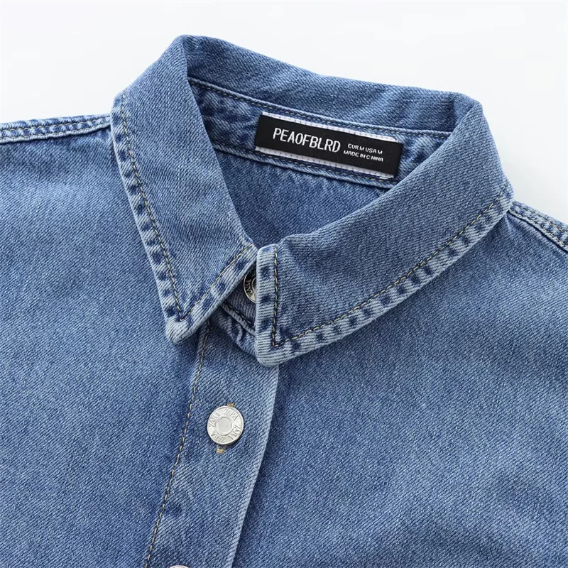 KEYANKETIAN 2024 New Women Cropped Denim Shirt Autumn American Retro Pockets Single Breasted Oversize Casual Blouses Female Top