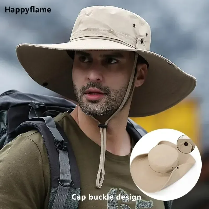 New Sun Protection Fishing Hat Summer Breathable Mesh Camping Hiking Caps Anti-UV Sun Hat Mountaineering Caps Men\'s Panama Hat