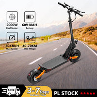 Electric Scooter 2000W Dual Motor 60V18Ah with Turn Indicator Electric Skateboard 10*3.0inch Fat Tire Hydraulic Brakes EScooters