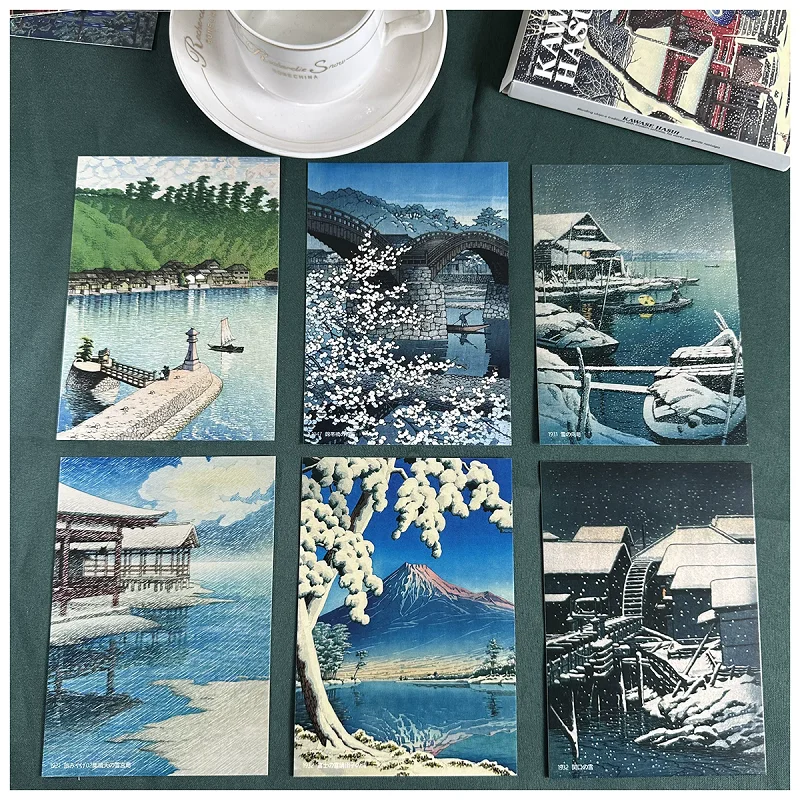 

Kawase Hasui Ukiyo-e Postcards Set, 30Pcs Vintage Japanese Woodblock Winter Landscape Art Cards For Crafts & Art Lovers