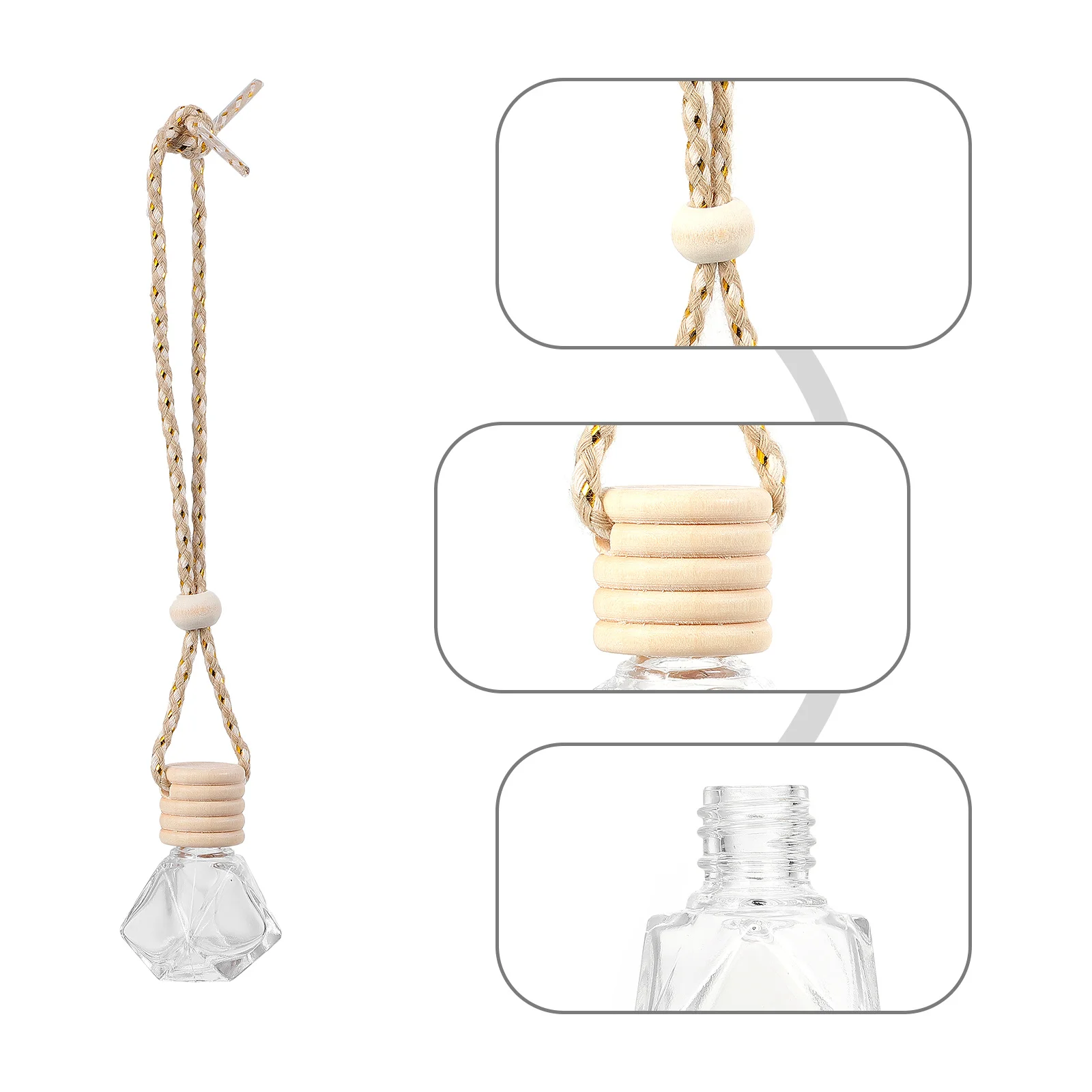 

6Pcs Car Hanging Perfume Bottle Clear Glass Design Car Aromatherapy Pendant Air Freshener Decorative Hanging Ornament for Auto