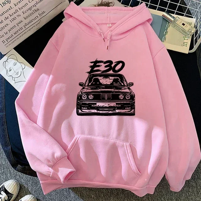 E30 Men\'s Hooded Sweatshirt Round Neck Warm Sweatshirt Hip Hop Print Cartoon Pocket Street Autumn/Winter