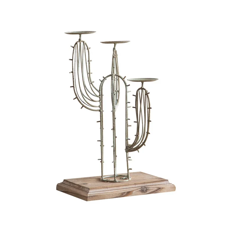 

American retro candle holder wrought iron old ornament cactus candle holder
