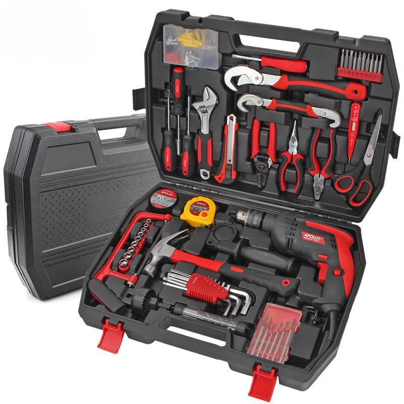 135pcs Household Hand Tool Kit Set with Electric Drill Saw Screwdriver Hammer Tape Wrench and Pliers for DIY and Repair