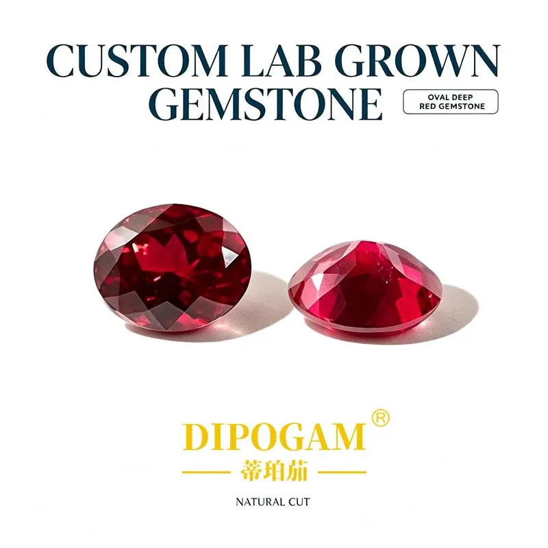 Oval Egg-Shaped Cultivated Ruby Deep Red Natural Cut Loose Stone for Jewelry Matching Factory Direct Wholesale