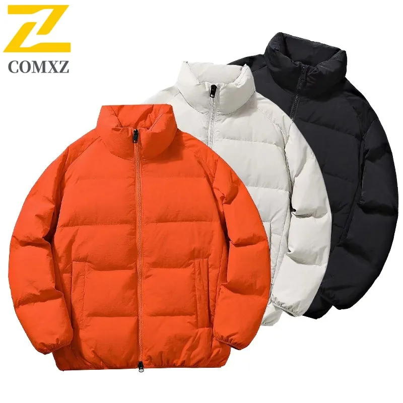 COMXZ Luxury Mens Lightweight Down Jacket 90% Duck Down Winter Coat Outdoor Hiking Stand Collar Fashion Windproof Puffer Coat