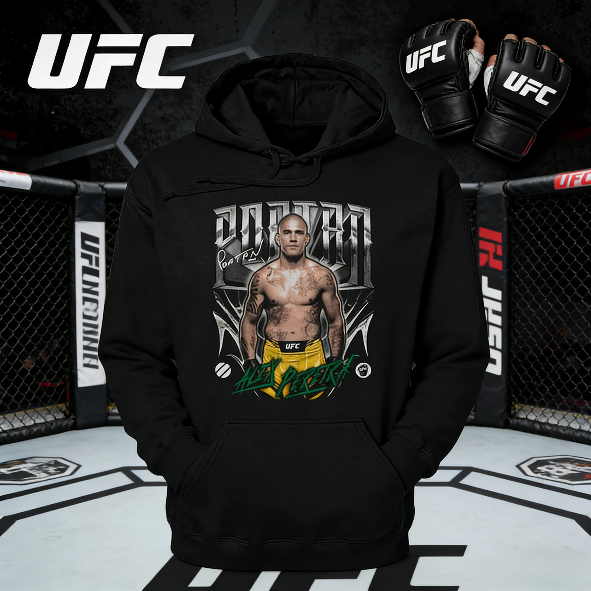 Bluza z kapturem UFC Alex Pereira Combat Graphic, kolekcja Jesień/Zima 2026, damska, luźna, codzienna, bawełniana, ciepła, unisex.