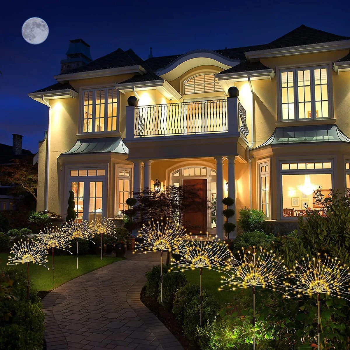 Decoraciones de jardín, luces solares de fuegos artificiales, lámpara impermeable para camino de exterior, lámpara de césped para Patio, balcón, lámpara marroquí, nuevo