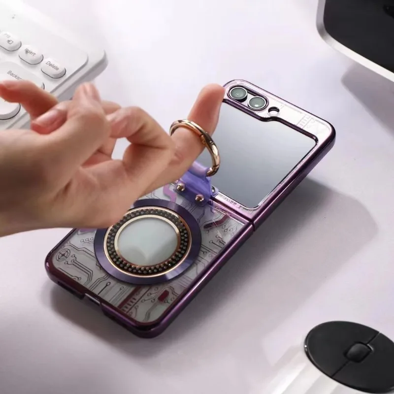 Ring Magnetic Wireless Charging Phone Case for Samsung Galaxy Z Flip 6 5 4 3 Flip6 Flip5 Flip4 Flip3 5G Shockproof  Cover