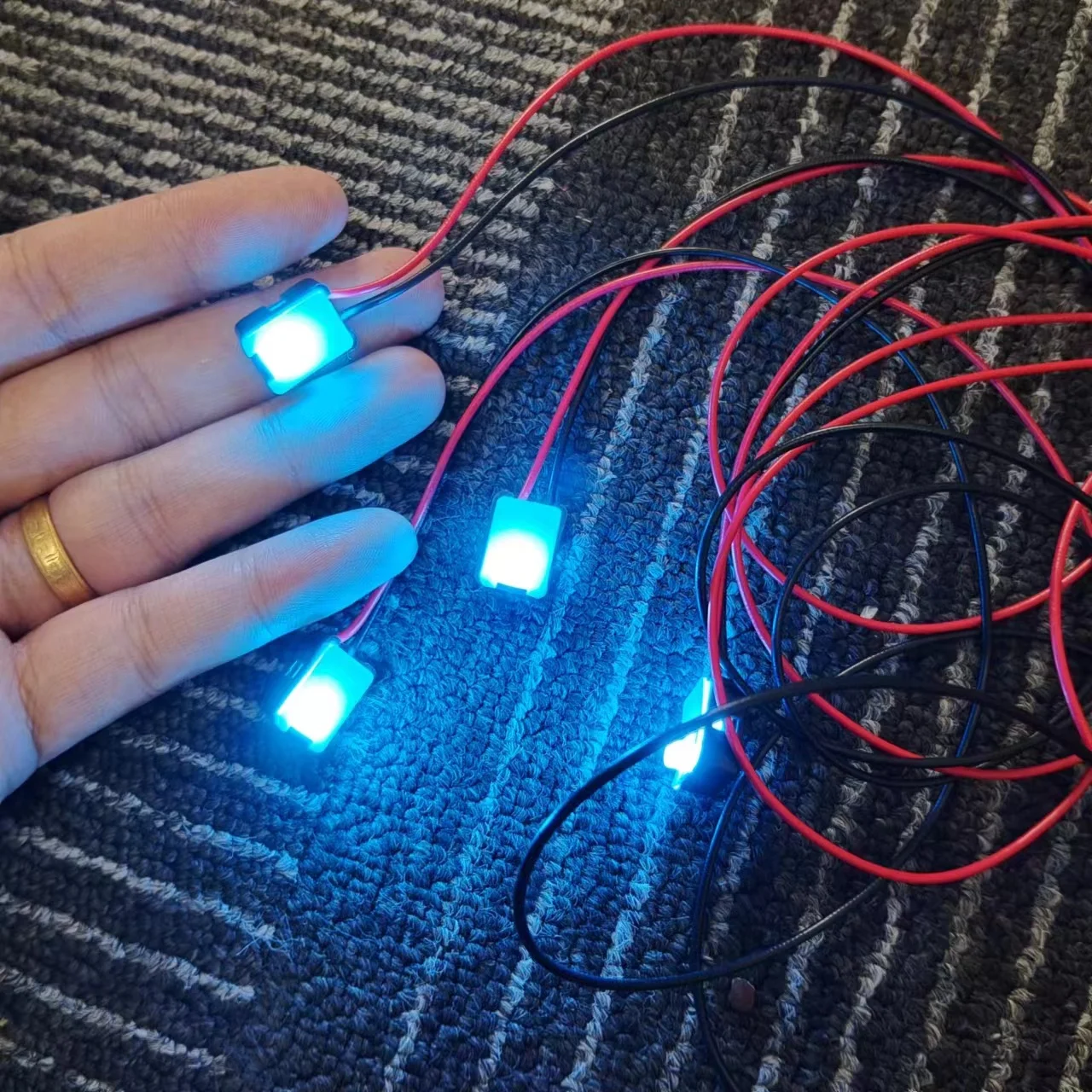 4Pcs LED Ambient Light Transparent lamp body circular Car Inner Bowl Light Door Handle Lights Handrail Lights Decorative Lamp