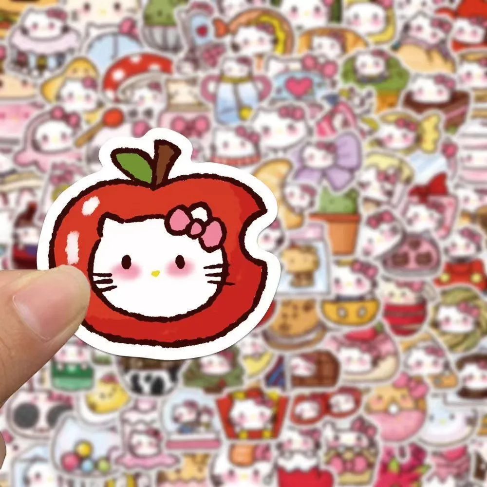 180 Food Hello Kitty Stickers, Cartoon Cute Hello Kitty, Creative DIY Decoration, Hand Account, Water Cup Stickers