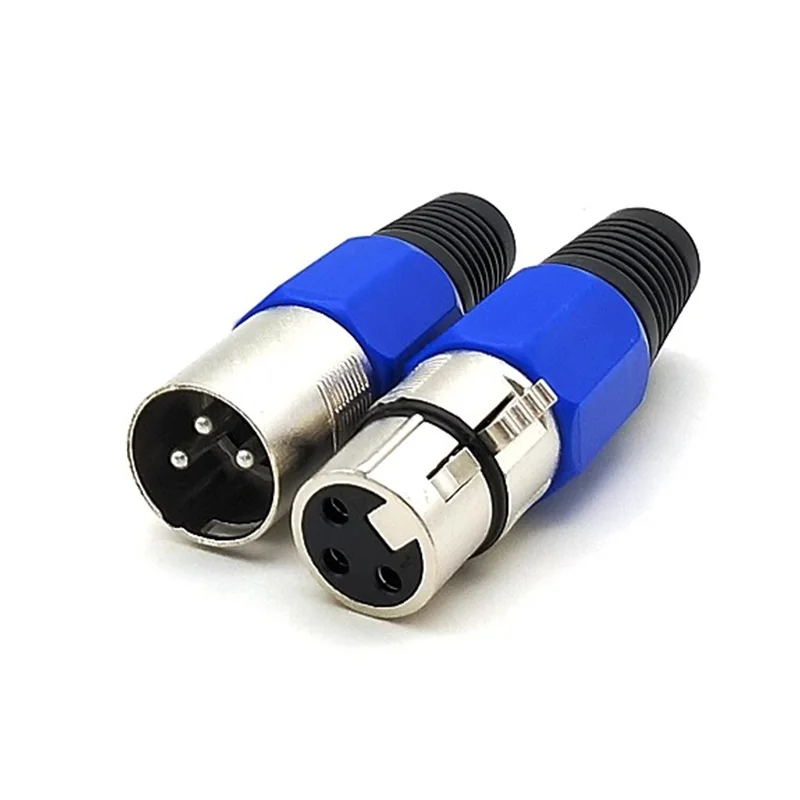 5/20/100PCS 3Pin Blue Three-core Swiss XLR Male And Female Wiring Line Plug 3-Core Card Faucet Microphone Connector