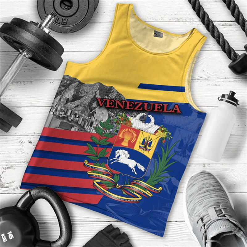 Venezuela Flag Graphic Tank Top Gym Clothing Men's 3D Printed Streetwear Basketball Vest Quick Drying Sports GYM Tee Shirts Tops