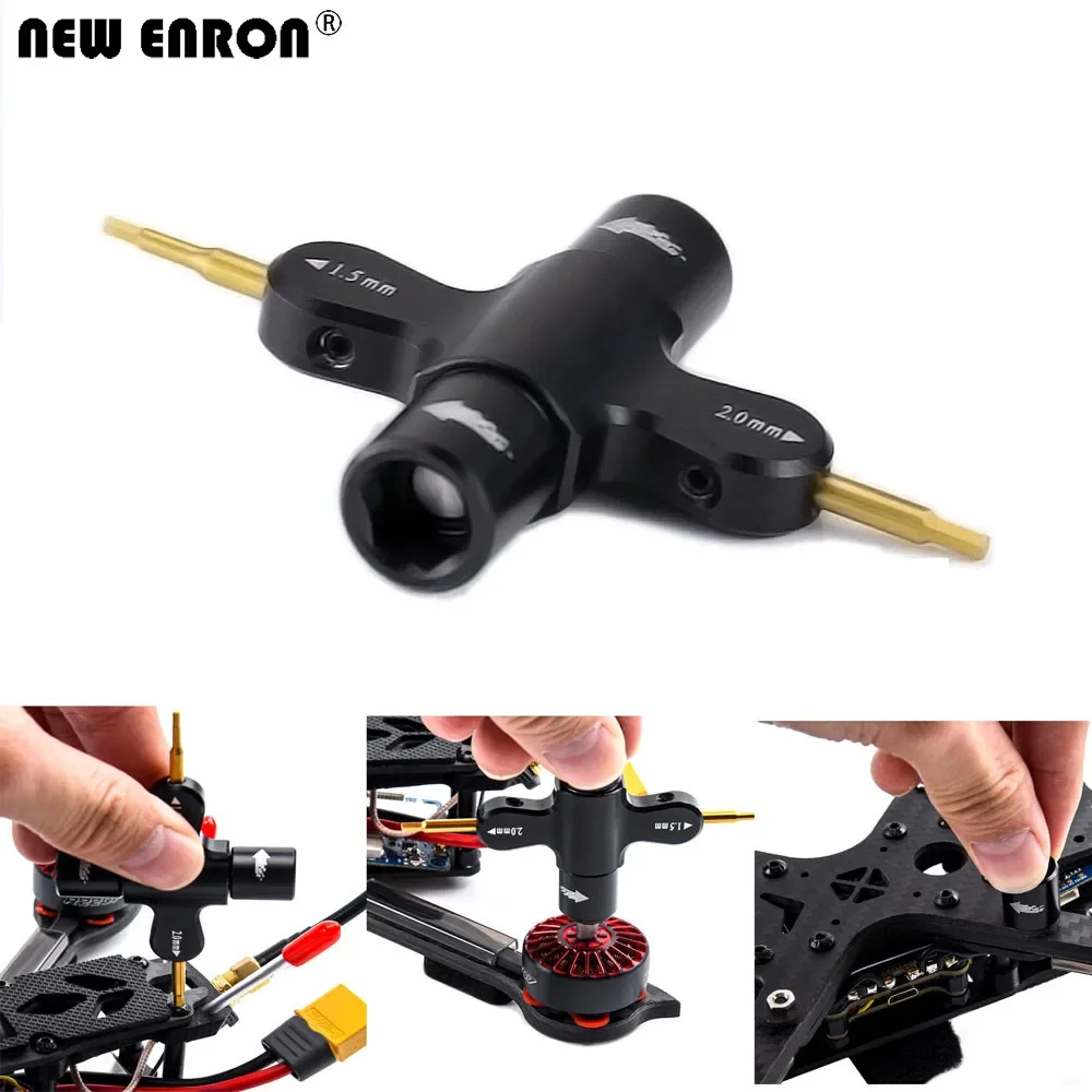 

NEW ENRON Metal M3 M5 Quad Wrench And 1.5/2mm Hex Screwdriver Replacement Sleeve for RC Car FPV Motor Hex Nuts Prop Releasing