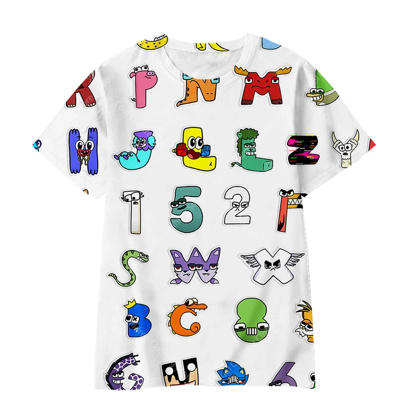 Funny TShirts Cartoon Game Alphabet Lore 3D Print Streetwear Boys Girls Casual Fashion Oversized T Shirt Kids Boy Girl Tees Tops