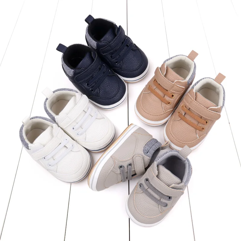 2025 Baby Sneaker Spring and Autumn Style High Quality PU and TPR Sole Newborn Toddler Prewalk Shoes Outdoor Water Proof BNB3093