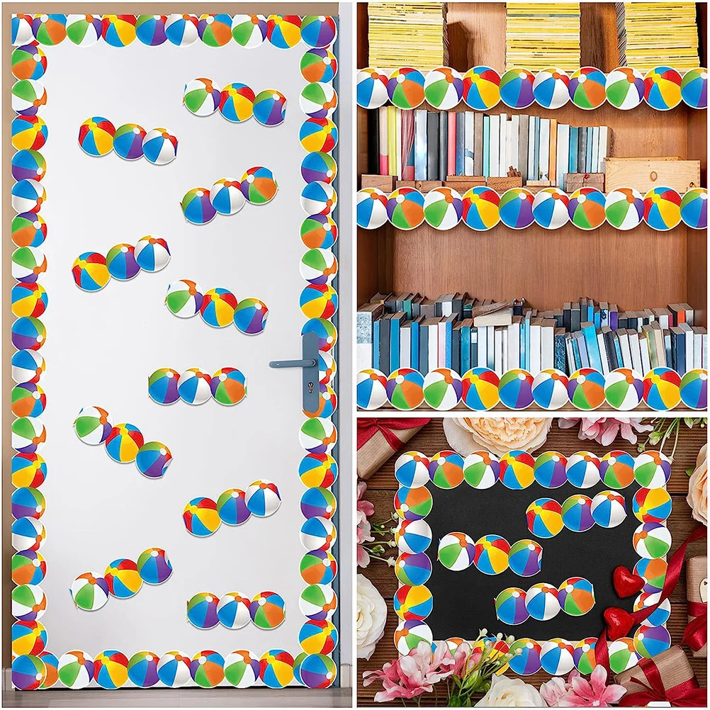 

1 Roll 21M Beach Ball Sticker For Blackboard Border Classroom Bulletin Board Trim Summer Party Diy Craft Removable Decal