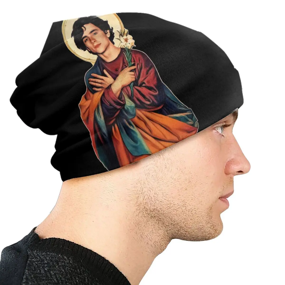 Saint Timothee Chalamet Skullies Beanies Caps Unisex Winter Warm Knit Hat Hip Hop Adult 90s TV Actor Bonnet Hats Outdoor Ski Cap