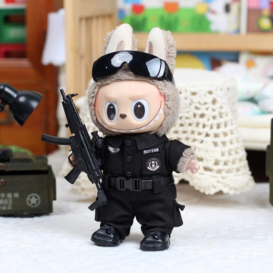 

Новая одежда для кукол Labubu, полицейская рубашка, брюки, обувь с поясом, комплект из 4 предметов, мини-плюшевая кукольная одежда, модные аксессуары для кукол