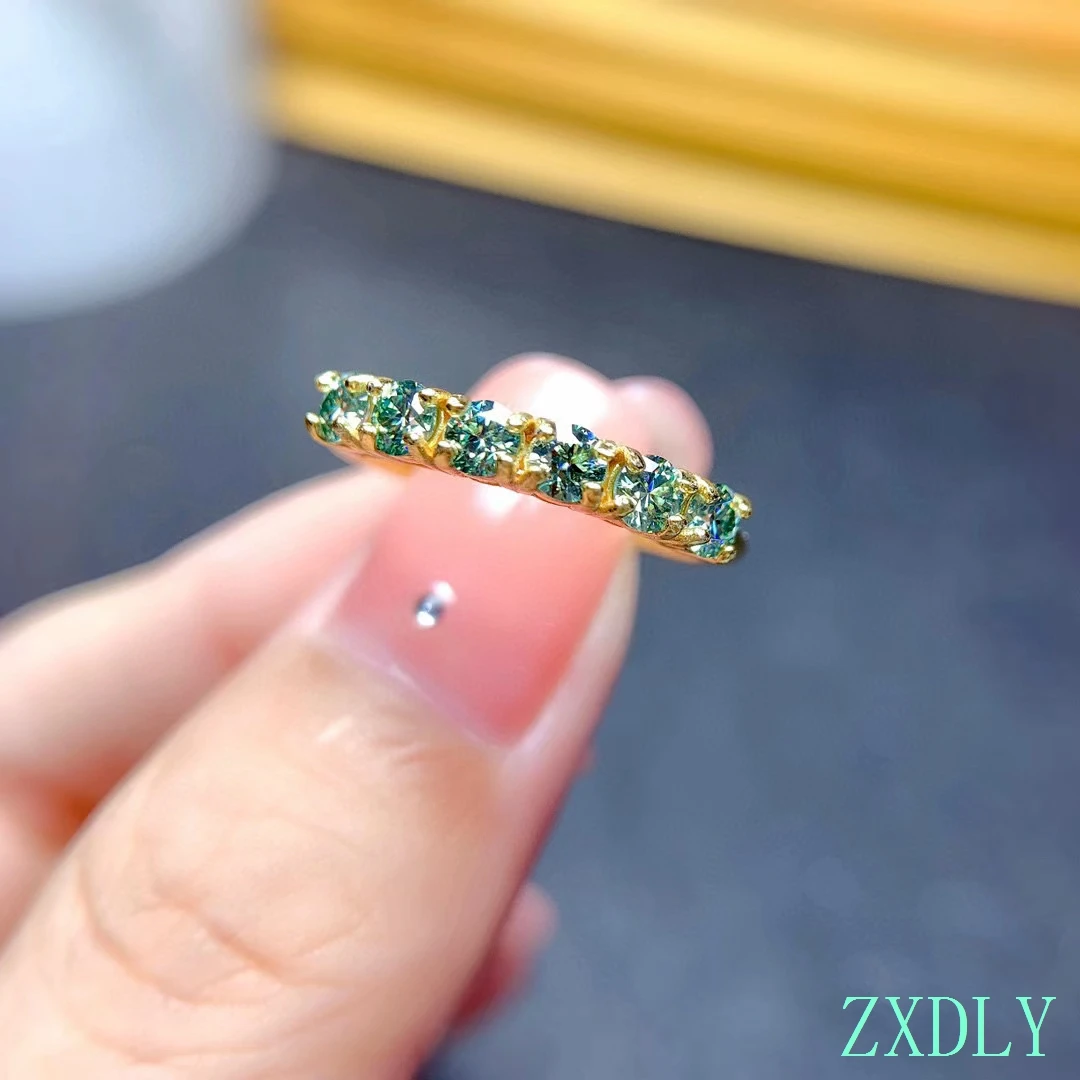 2022 Fashion Crackling Green Moissanite Ring for Women Jewelry Engagement Ring for Wedding 925 Silver Birthday Gift Free Ship