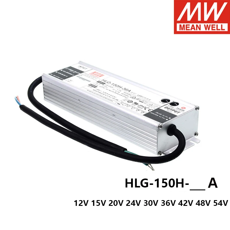 MEAN WELL HLG-150H A Type 12V 15V 20V 24V 30V 36V 48V 42V 54V 150W Single Output Adjustable LED Lighting Switching Power Supply