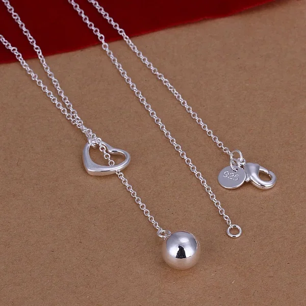 Silver color exquisite noble luxury gorgeous fashion women lady charming loving drop shot necklace jewelry N164