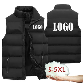 Chaleco personalizado para hombre, chaquetas cálidas sin mangas, abrigo de invierno con cremallera, chaleco informal con cuello levantado de otoño, ropa de marca