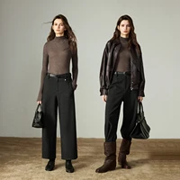 TOYOUTH Women Casual Pants 2025 Winter New Elegant High-waisted Silhouette Banana Pants Office Draping Cropped Pants - Image 5