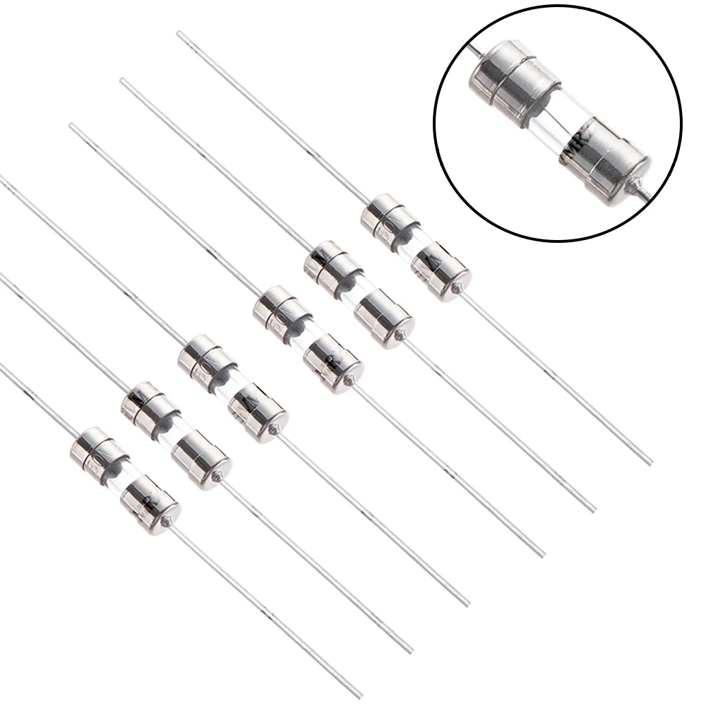 100PCS/lot 3.6x10mm 0.5A-15A  AMP Glass Fuse with Leads Axial Leaded Fuse Tube for PCB Circuit Board Electronics Protection