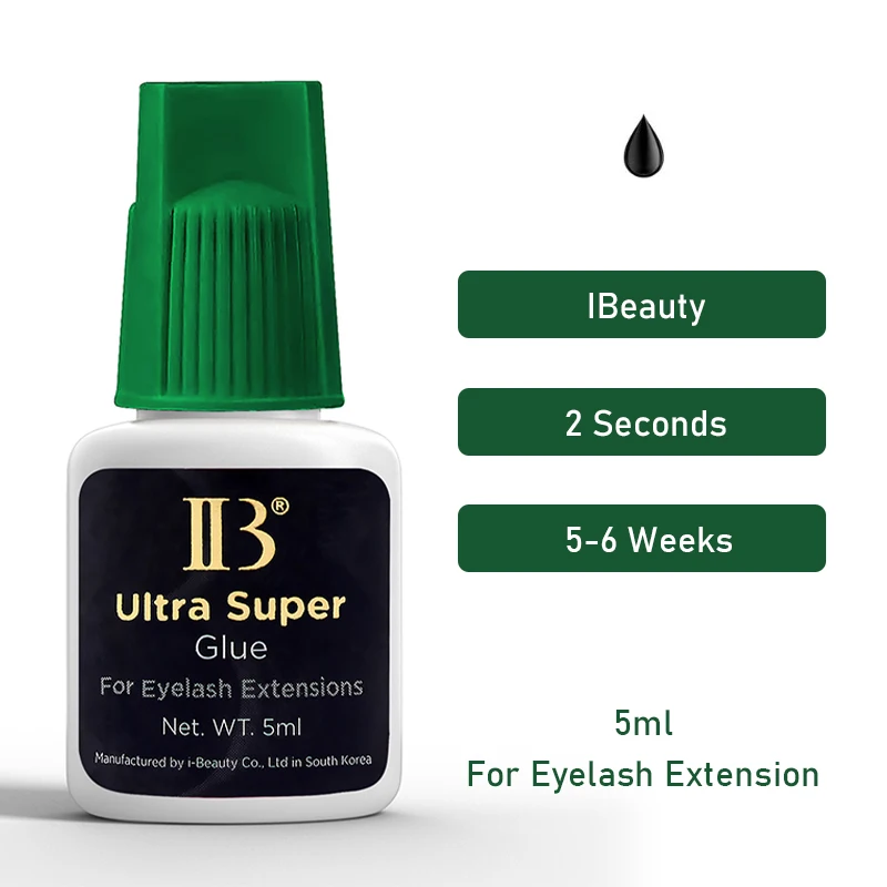1 bottiglia IBeauty Ultra Super Colla Estensione ciglia finte Asciugatura rapida Lunga ultima Corea Beauty Shop Forniture adesive IB Tappo verde