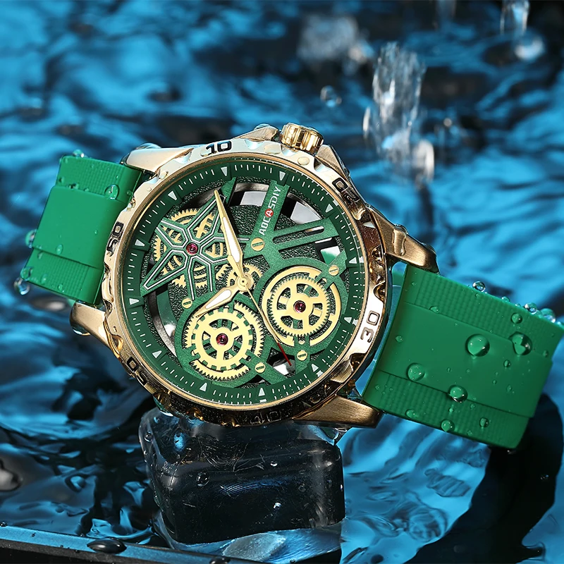 AOCASDIY Fashion Watch for Men cronografo impermeabile Hollow Silicone orologi orologio da uomo con lancette luminose Relogio Masculino