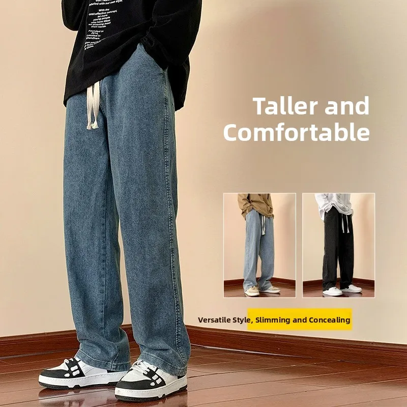 

Зимние джинсы Thiened Fce, мужские свободные прямые брюки в стиле ретро, теплые повседневные длинные брюки с низкой талией, молодежные Fa...