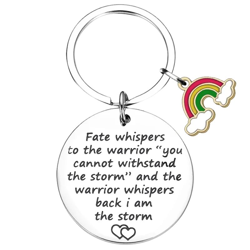 Encouragement Inspirational Gifts Keychain Pendant Fate Whispers to The Warrior Key Chain Recovery Survivor Motivational