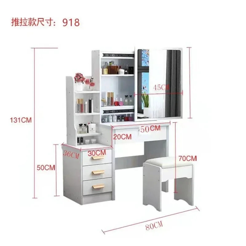 Dressing Table Vanity with Lighted Mirror Makeup Stool Desk with Mirror Storage Power Outlet and Drawers Color Lighting Modes