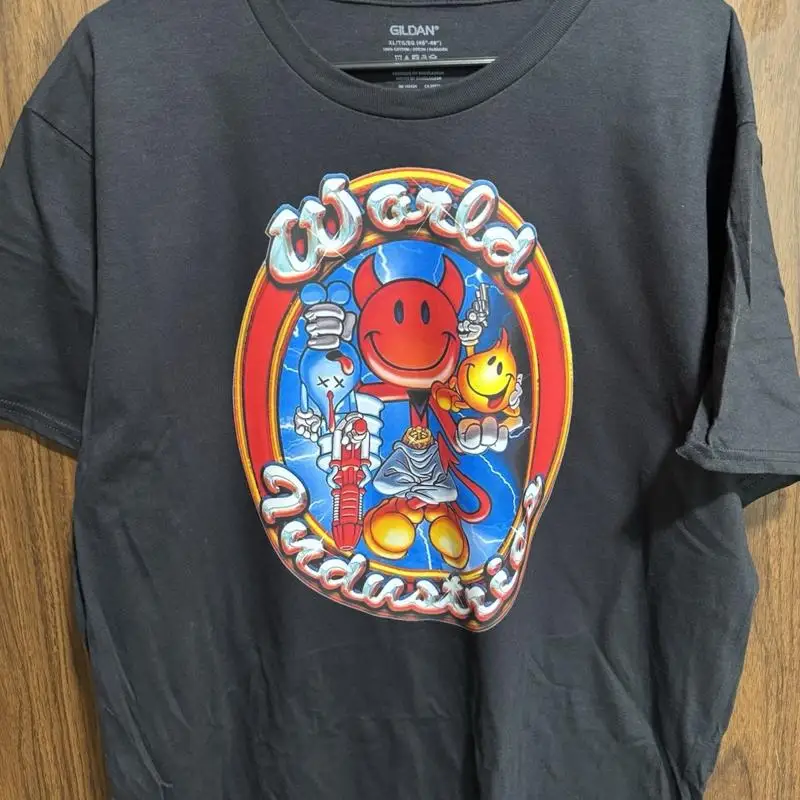 

Black Large Tshirt With Flameboy And Wet Willy world industries