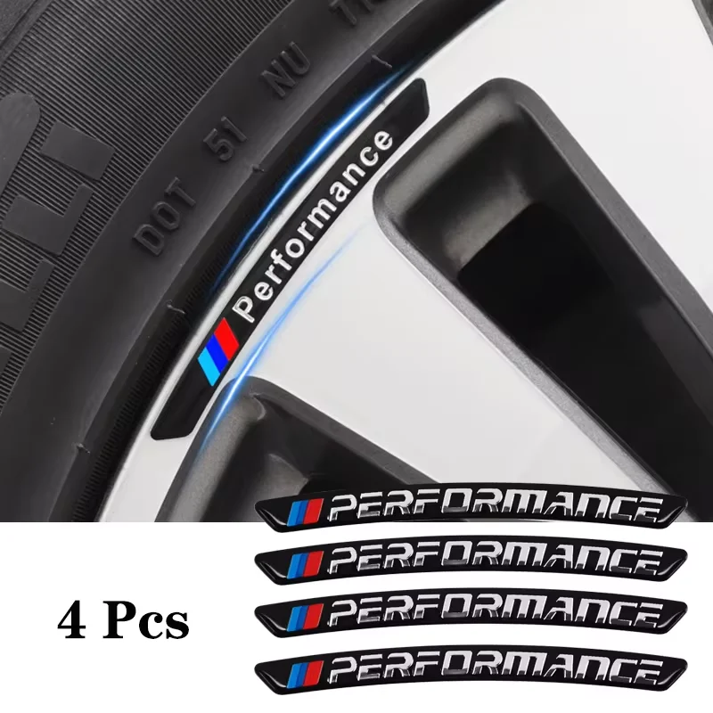 4 pegatinas metálicas decorativas para llantas BMW Performance F30 F10 E90 F20 E46 E60 E70 E39 E36 E87 X7 E92 E91 E28 X3