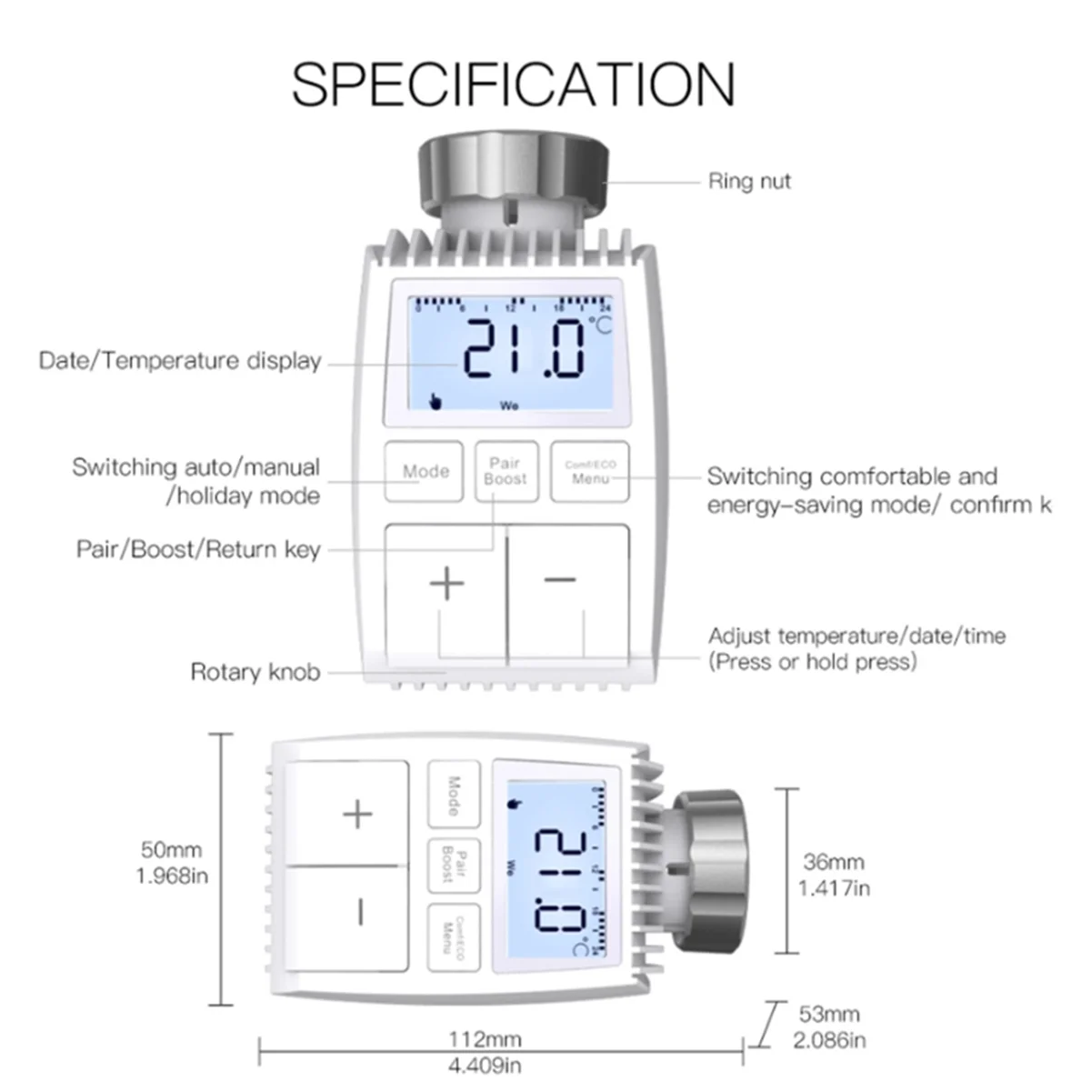 Tuya ZigBee Radiator Actuator Valve Smart Thermostat Temperature Controller Internal Sensor TRV Voice Control