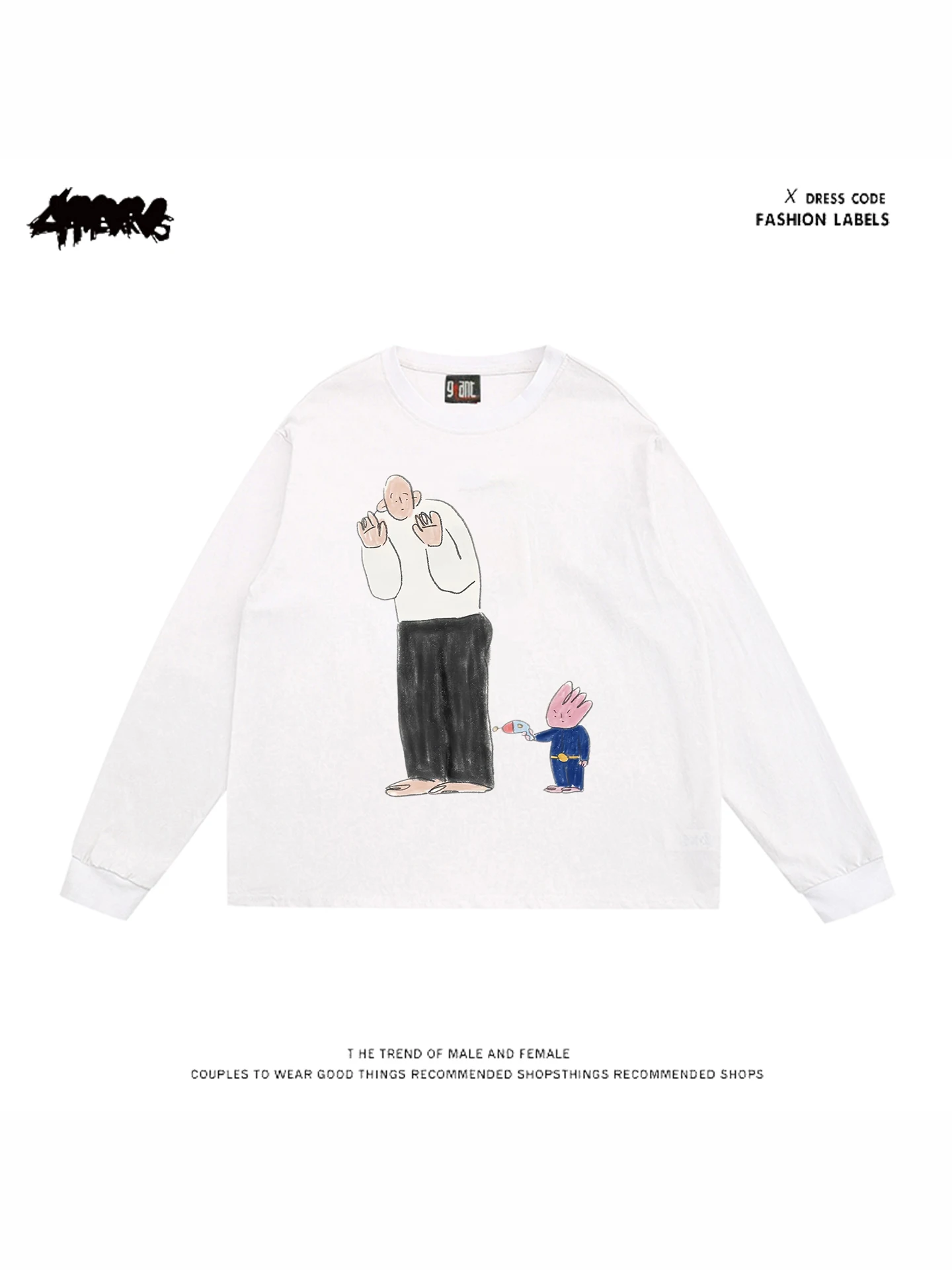 

Футболка 4Hearts fiti Alien Gun с длинными рукавами, повседневная, свободного кроя, для студентов, с креативным забавным мультяшным принтом, футболка с круглым вырезом