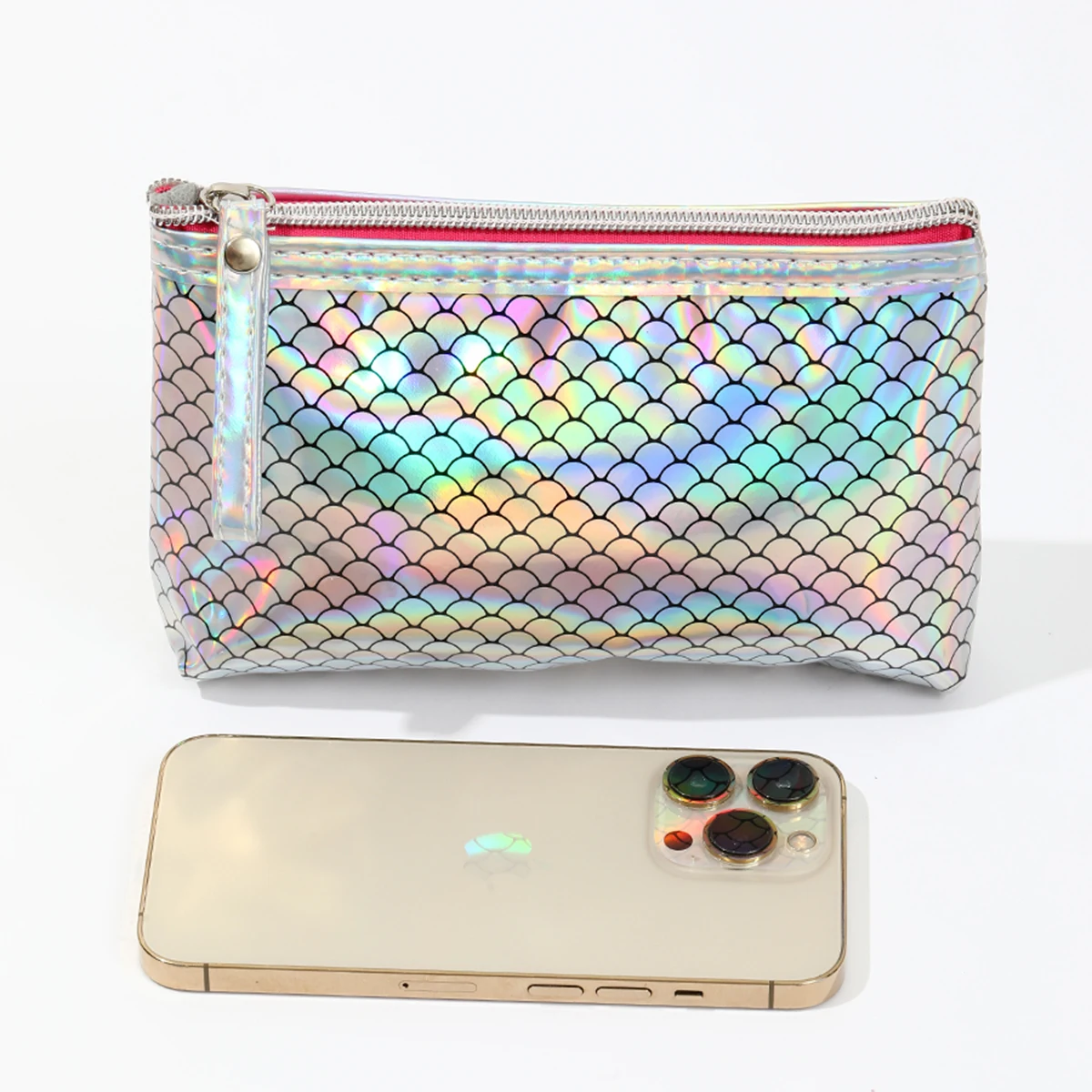 Neue Zweiteilige Wasserdichte PVC-Kosmetiktasche mit Laser-Fischschuppen-Design, Multifunktionale Aufbewahrungs- und Pflegetasche für Damen – Detail 16