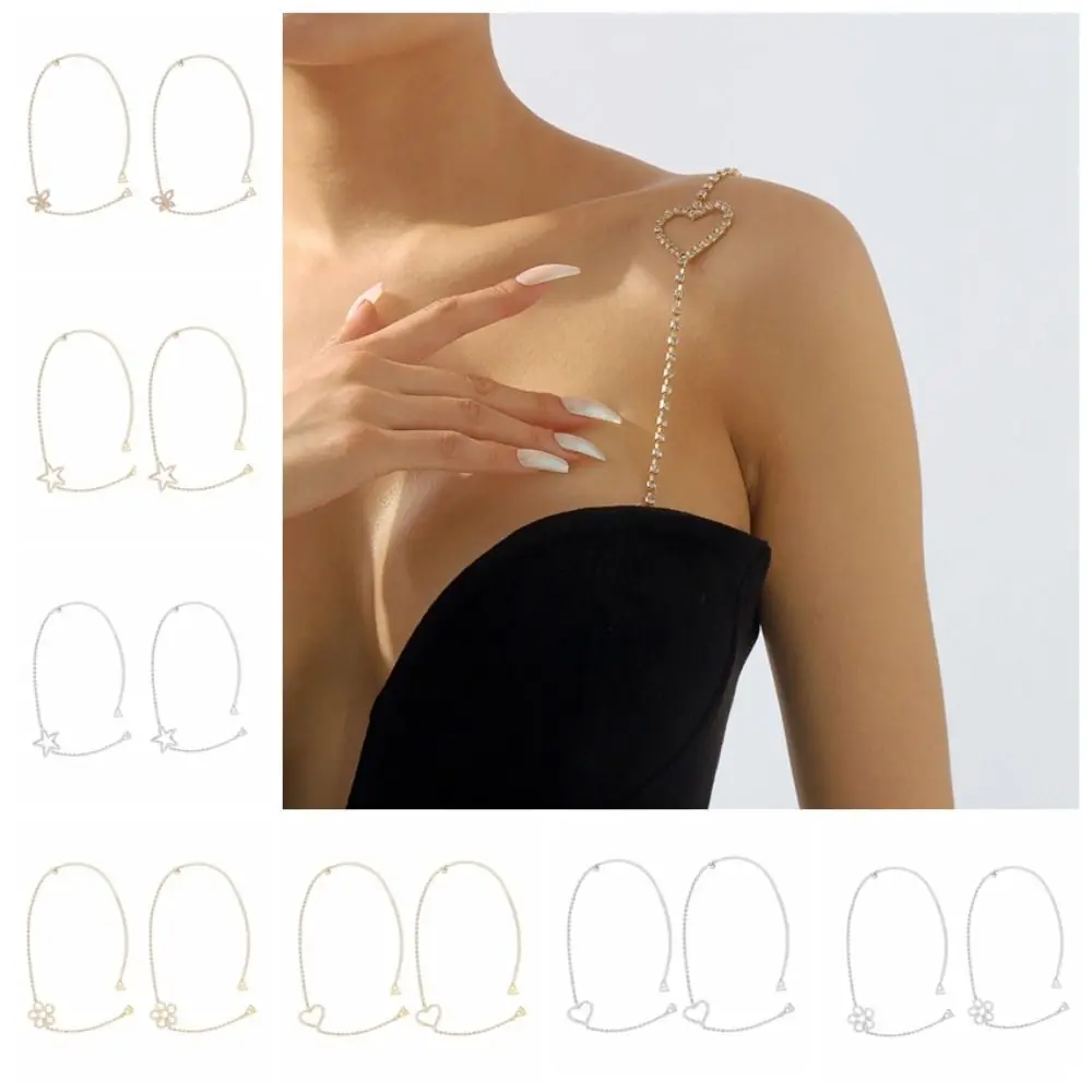 

Love Geometric Crystal Shoulder Strap Star Flower Bra Chain Decorate Rhinestone Underwear Strap Metal Body Chain Women