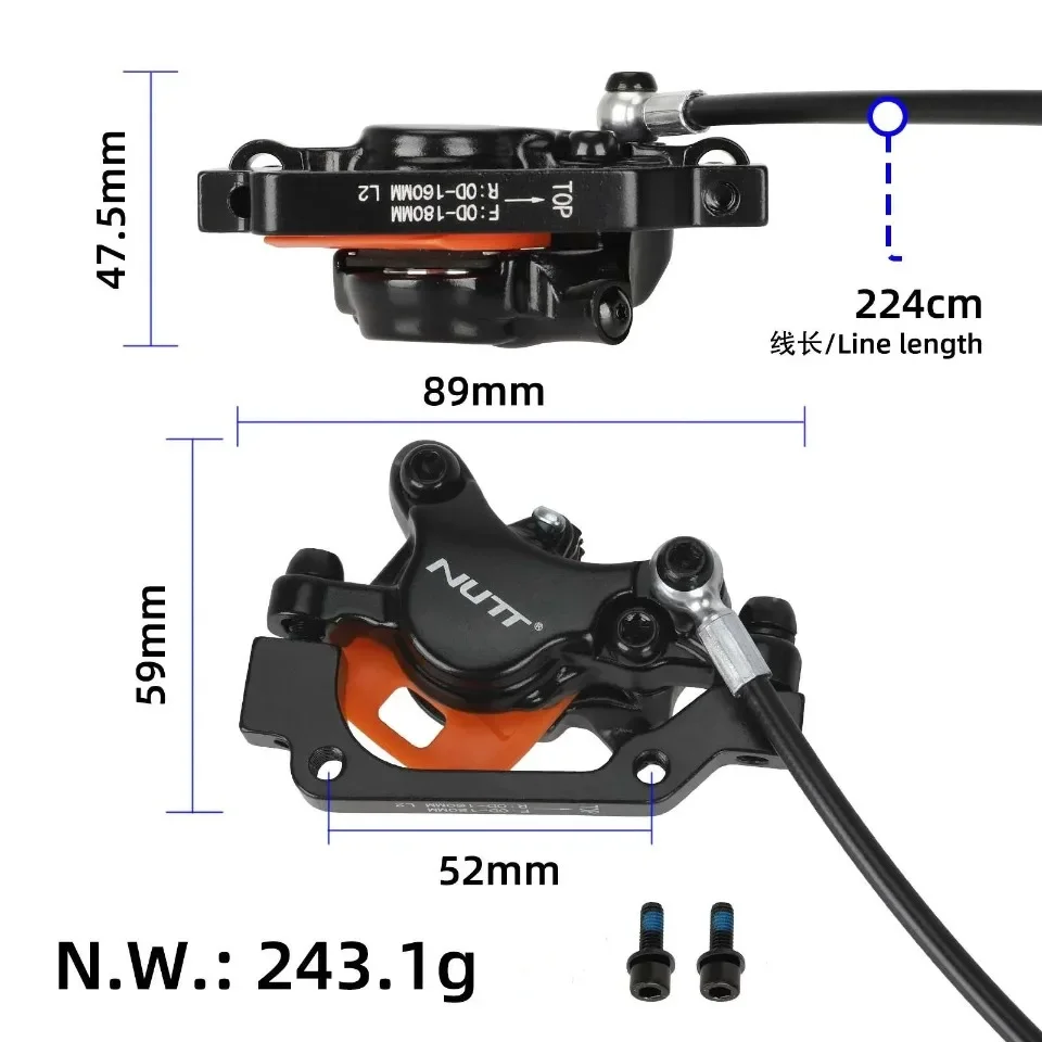 Für NUTT Hydraulischer Scheibenbremssattel Komplettset mit 220cm Ölschlauch für 10-Zoll-Elektro-Scooter-Upgrade – Detail 9